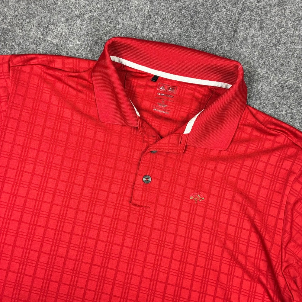 Adidas Golf Climacool Polo Shirt Mens Size XL Red Grid Pattern Performance Top